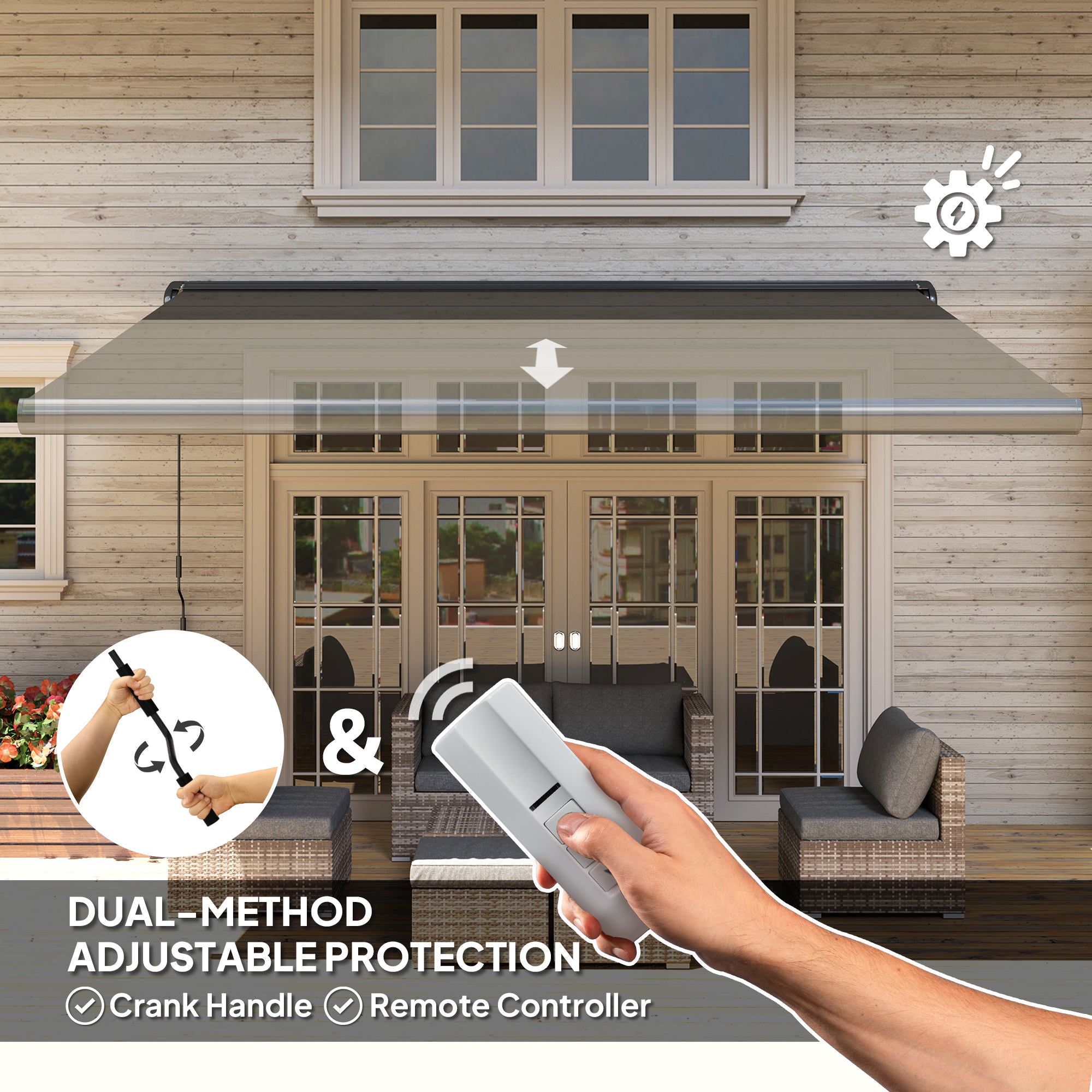 outsunny markise 4x3 Outsunny 4 x 3m Full Cassette Electric Awning with Remote Controller, UPF50 , Dark Grey