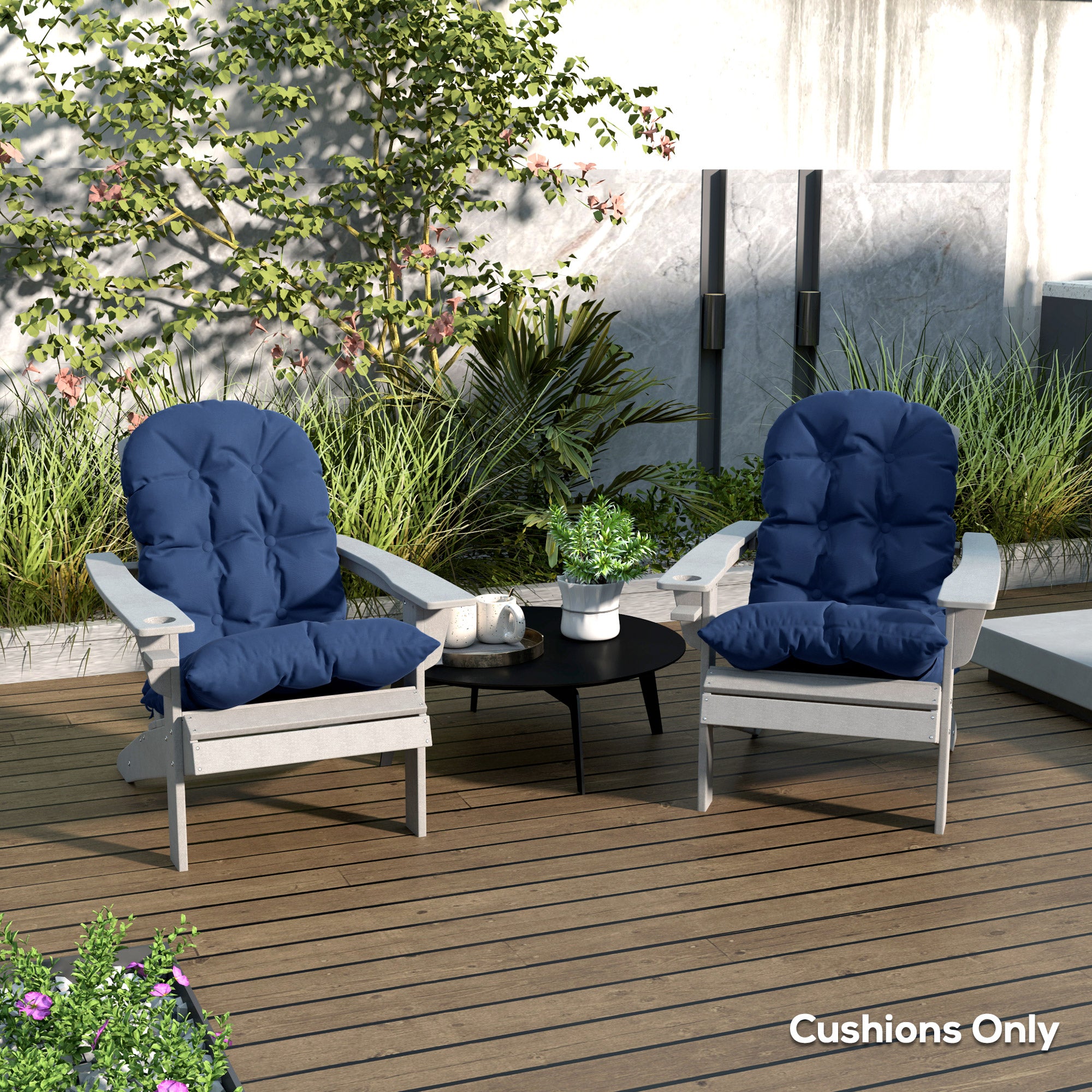 Outsunny Set of Adirondack Chair Cushions, Tufted High Back, Non