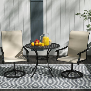 Outdoor Patio Swivel Chairs Set of 2, High Back Patio Dining Chairs with All-Weather Mesh Fabric and Metal Frame for Backyard, Lawn, Porch or Garden, Beige