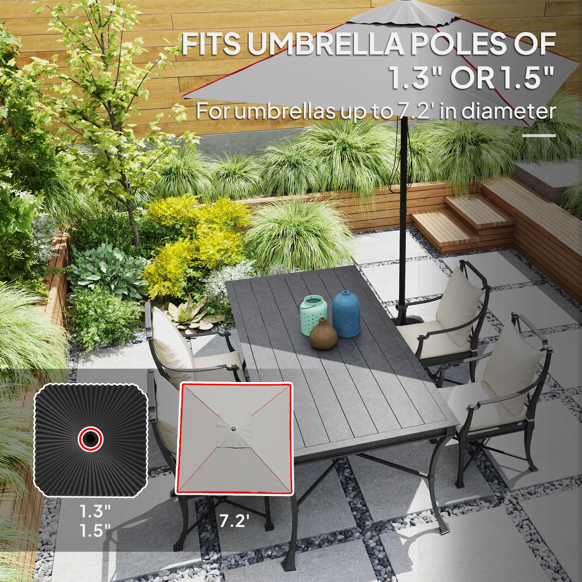 Outsunny Square Patio Umbrella Base Holder, Heavy Duty Outdoor Umbrella Stand Base, Filled Up to 42lbs with Stand or 33lbs with Water for Garden, Pool