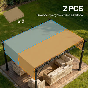 2 Pcs 16 x 4ft Pergola Canopy Replacement, UV Protection Pergola Shade Cover, Easy to Install, for 10 x 10ft Pergola, Cover ONLY, Sand