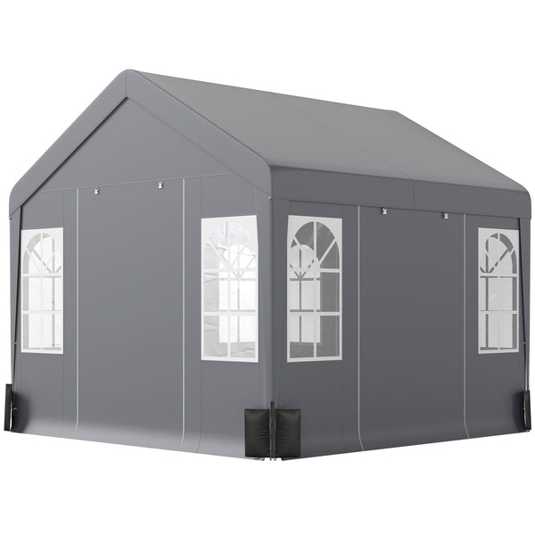 3 x 3 m Heavy Duty Garden Gazebo with Sides and 4 Weight Bags, Marquee Party Tent with Windows, All Weather Canopy for Camping, Festivals and Weddings, Grey