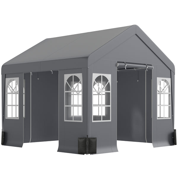 3 x 3 m Heavy Duty Garden Gazebo with Sides and 4 Weight Bags, Marquee Party Tent with Windows, All Weather Canopy for Camping, Festivals and Weddings, Grey