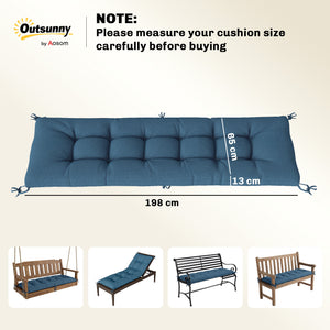 Sun Lounger Cushion, Memory Foam Patio Chair Cushion with Ties, Outdoor Seat Pad Fits 190 x 60 cm Lounger, Blue
