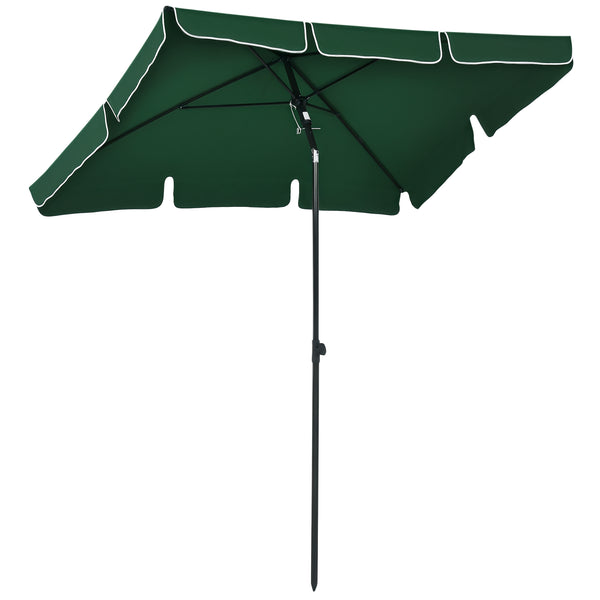 Outsunny 6.5 x 4ft Rectangle Patio Umbrella with Aluminum Pole and Tilt, Green