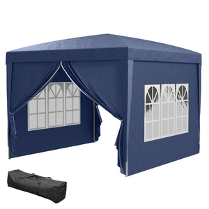 10'x10' Outdoor Pop Up Party Tent Gazebo Canopy with Carrying Bag (Blue)