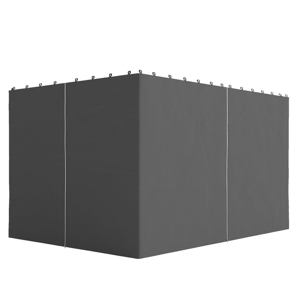 10' x 13' Universal Gazebo Sidewall Set with 4 Panels, Hooks/C-Rings Included for Pergolas & Cabanas, Light Grey