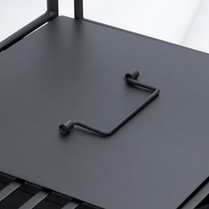 Folding Potting Bench Table, Metal Garden Workstation, Work Bench with Large Built-in Bag with Cover, 5 Hanging Hooks & Storage Shelf, Leaf Pattern