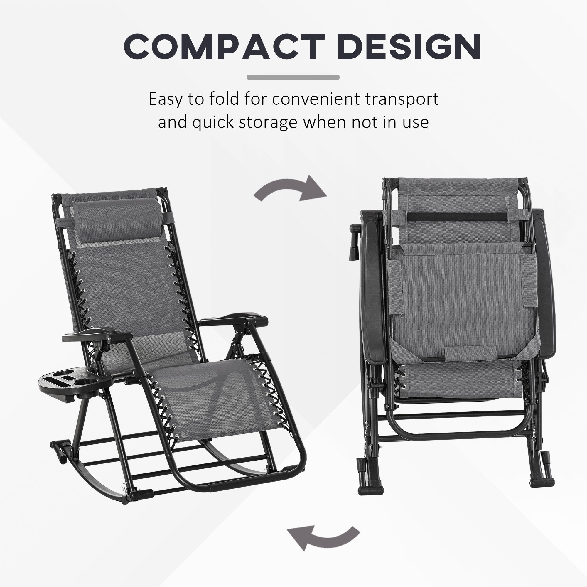 Outsunny Outdoor Rocking Lounge Chair with Adjustable Backrest Zero ...