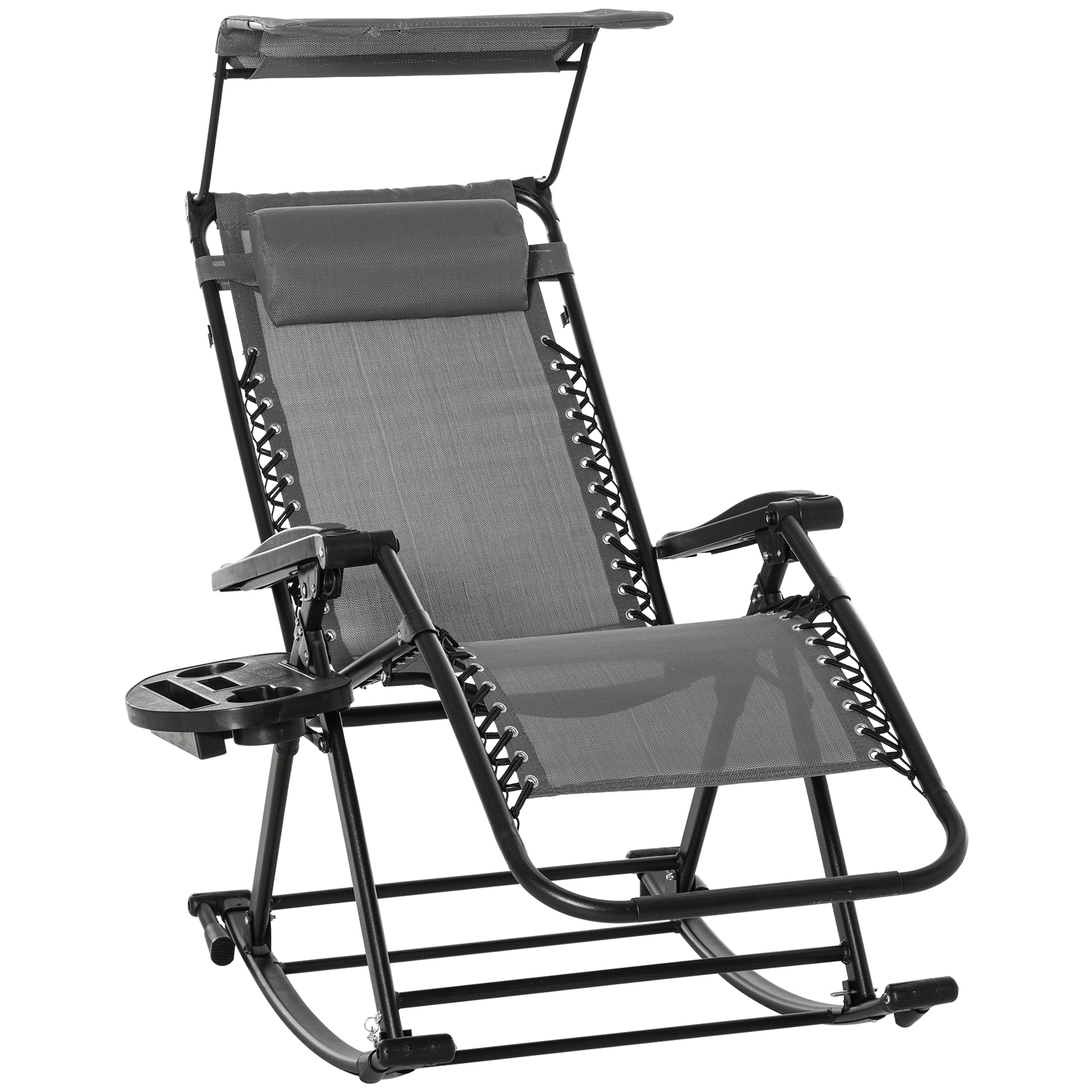 Outsunny Outdoor Rocking Lounge Chair with Adjustable Backrest Zero ...