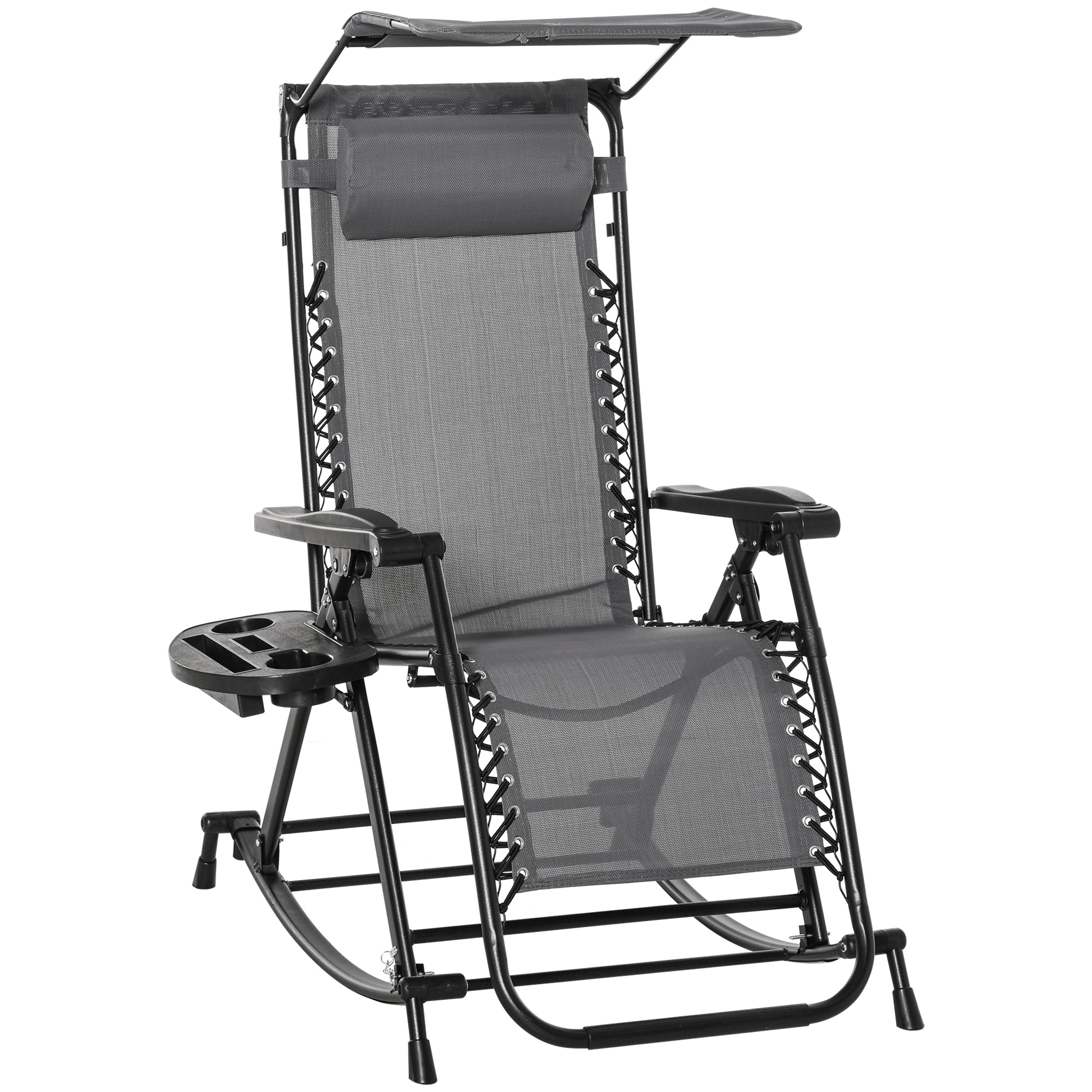 Outsunny Outdoor Rocking Lounge Chair with Adjustable Backrest Zero ...