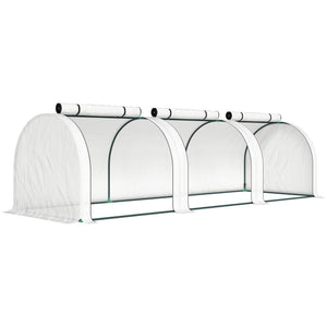10' x 3' x 2.5' Mini Greenhouse, Portable Tunnel Green House with Roll-Up Zippered Doors, UV Waterproof Cover, Steel Frame, White