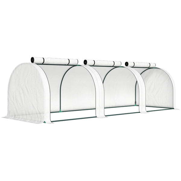 10' x 3' x 2.5' Mini Greenhouse, Portable Tunnel Green House with Roll-Up Zippered Doors, UV Waterproof Cover, Steel Frame, White