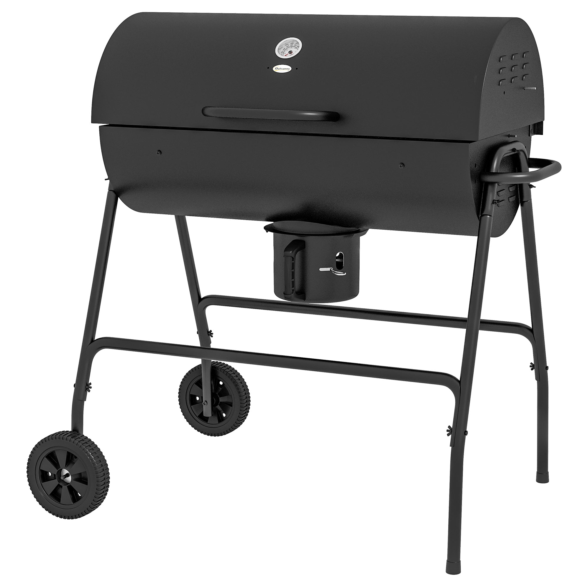 Outsunny 420 sq.in Charcoal BBQ Grill with Wheels, Ash Catcher, Black