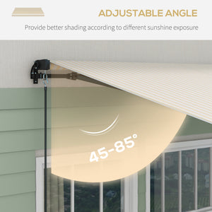 Outsunny 13' x 10' Retractable Awning, Patio Awning Sunshade Shelter with Manual Crank Handle, 280gsm UV Resistant Fabric and Aluminum Frame for Deck, Balcony, Yard, Beige and White