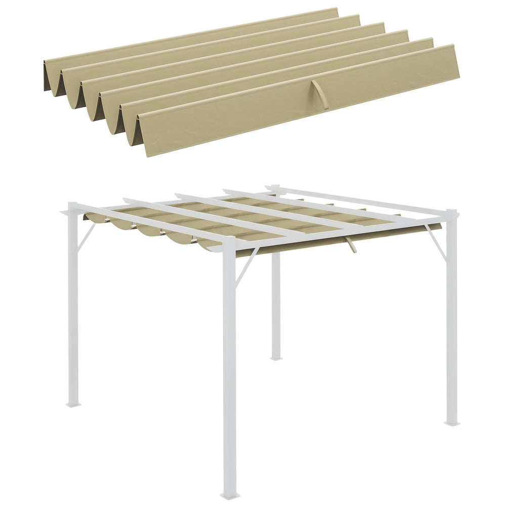 Retractable Pergola Shade Cover, Replacement Canopy Fabric for 3 x 3 (m) Pergola, Gazebo Retractable Roof, Beige