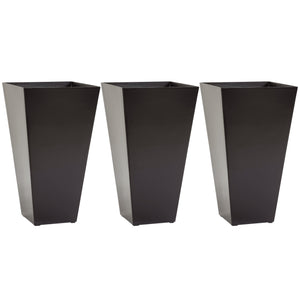 Outsunny Set of 3 Tall Planters with Drainage Hole, 28" Outdoor Flower Plant Pots, Indoor Planters for Porch Patio and Deck, Brown