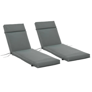 Outdoor Lounge Chair Cushion Set of 2, Non-Slip Chaise Lounge Cushions, Sun Lounger Pads for Indoor Outdoor, 77.2" x 21.7", Dark Grey