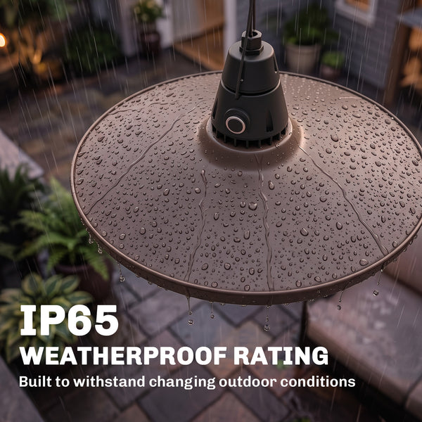 1500W Electric Patio Heater, IP65 Hanging Infrared Outdoor Heater with Carbon Fiber Tube, LED Screen, Remote Control for Garage, Patios, Gazebo, Balcony, Brown