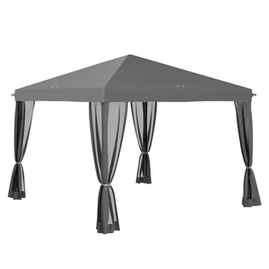 3 x 3 m Pop Up Gazebo, 420D Garden Tent Canopy with Removable Mesh Sidewall Netting, Carry Bag for Garden Patio Outdoor, Light Grey