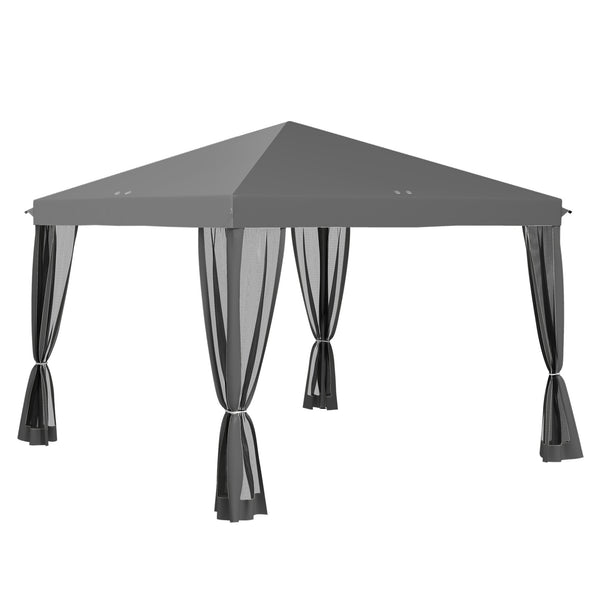 3 x 3 m Pop Up Gazebo, 420D Garden Tent Canopy with Removable Mesh Sidewall Netting, Carry Bag for Garden Patio Outdoor, Light Grey