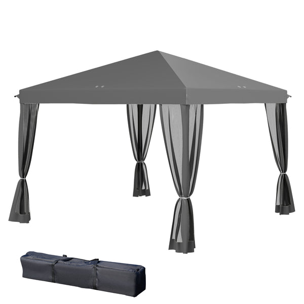 3 x 3 m Pop Up Gazebo, 420D Garden Tent Canopy with Removable Mesh Sidewall Netting, Carry Bag for Garden Patio Outdoor, Light Grey
