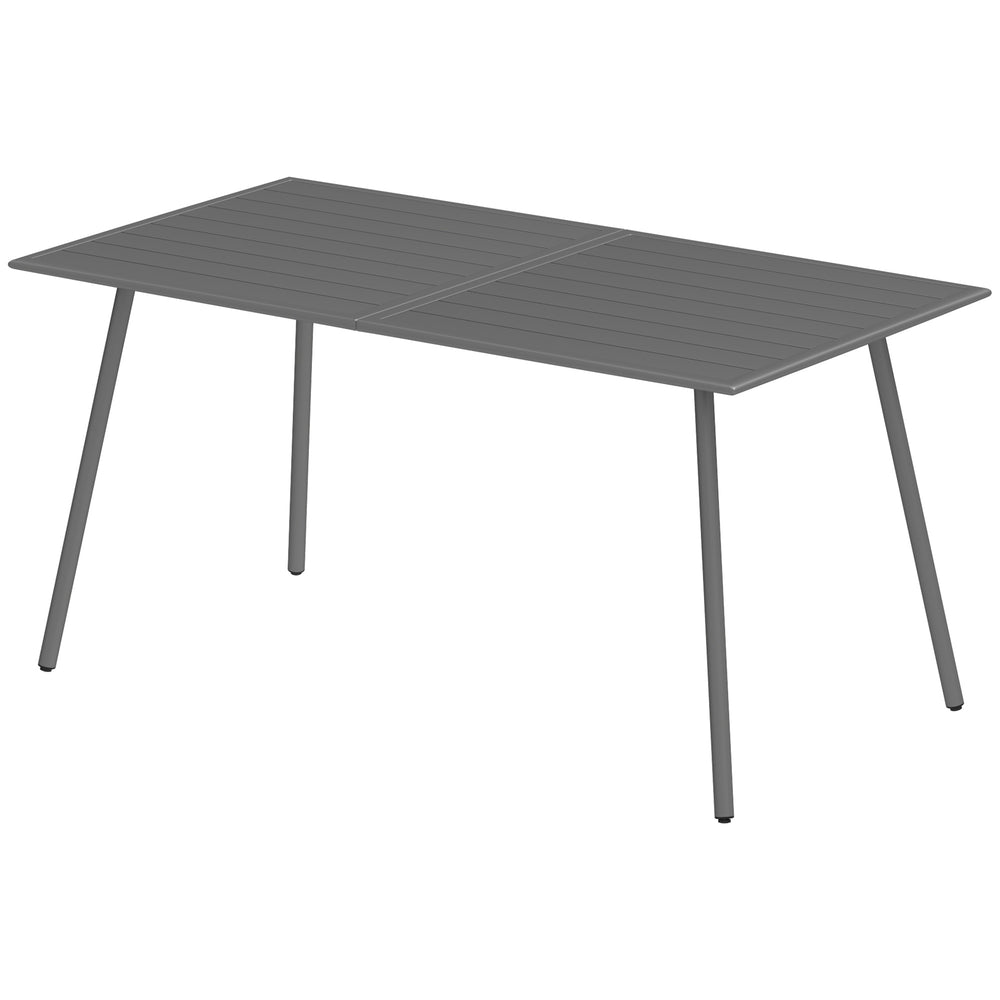 Patio Dining Table for 6, Outdoor Metal Steel Slat Table, Rectangle Outdoor Dining Table for Lawn, Garden, Porch, Backyard, 59" x 31.5" x 29", Grey