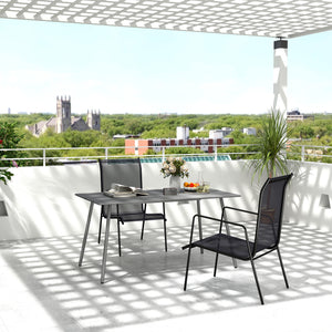 Patio Dining Table for 6, Outdoor Metal Steel Slat Table, Rectangle Outdoor Dining Table for Lawn, Garden, Porch, Backyard, 59" x 31.5" x 29", Grey