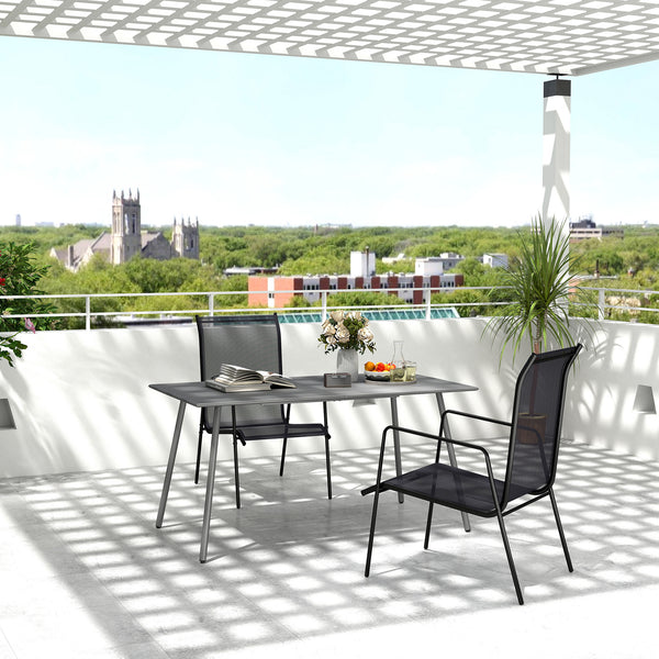 Patio Dining Table for 6, Outdoor Metal Steel Slat Table, Rectangle Outdoor Dining Table for Lawn, Garden, Porch, Backyard, 59" x 31.5" x 29", Grey