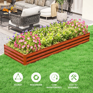 Galvanized Raised Garden Bed, 8' x 3' x 1' Metal Planter Box, for Growing Vegetables, Flowers, Herbs, Succulents, Natural Wood
