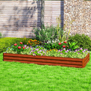 Galvanized Raised Garden Bed, 8' x 3' x 1' Metal Planter Box, for Growing Vegetables, Flowers, Herbs, Succulents, Natural Wood