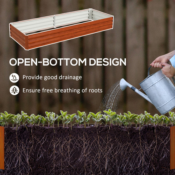 Galvanized Raised Garden Bed, 8' x 3' x 1' Metal Planter Box, for Growing Vegetables, Flowers, Herbs, Succulents, Natural Wood