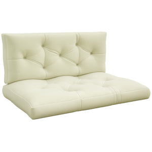 2 Seater 5" Thick Outdoor Seat Cushions with Back Cushion for Pallet, Loveseat Outdoor Furniture Cushions, Fade-Resistant Replacement Patio Cushions, Cream White
