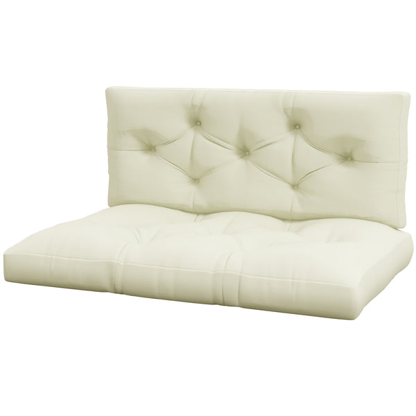 2 Seater 5" Thick Outdoor Seat Cushions with Back Cushion for Pallet, Loveseat Outdoor Furniture Cushions, Fade-Resistant Replacement Patio Cushions, Cream White