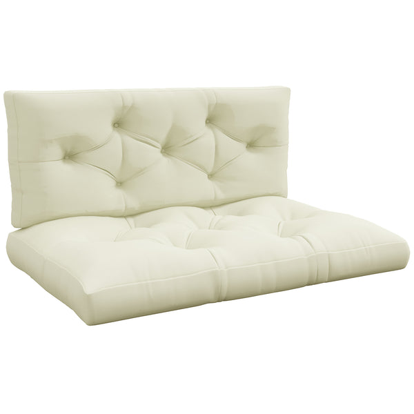 2 Seater 5" Thick Outdoor Seat Cushions with Back Cushion for Pallet, Loveseat Outdoor Furniture Cushions, Fade-Resistant Replacement Patio Cushions, Cream White