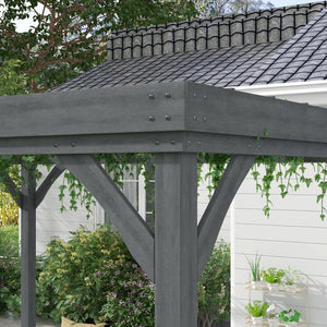 Outsunny 10' x 12' Outdoor Pergola, Wood Gazebo Grape Trellis with Concrete Anchors for Climbing Plant Support at Garden, Patio, Backyard, Deck, Gray