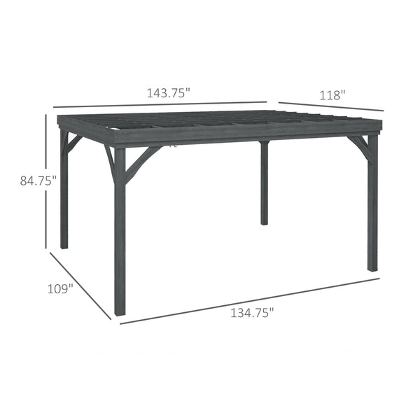 Outsunny 10' x 12' Outdoor Pergola, Wood Gazebo Grape Trellis with Concrete Anchors for Climbing Plant Support at Garden, Patio, Backyard, Deck, Gray