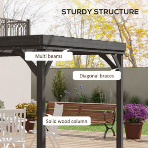 Outsunny 10' x 12' Outdoor Pergola, Wood Gazebo Grape Trellis with Concrete Anchors for Climbing Plant Support at Garden, Patio, Backyard, Deck, Gray