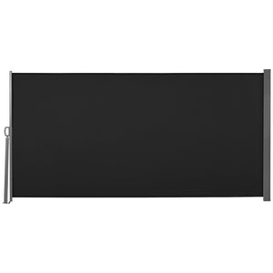 118" x 63" Retractable Side Awning Patio Outdoor Folding Privacy Screen with Resistance to UV Rays & Wind, Black