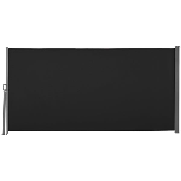 118" x 63" Retractable Side Awning Patio Outdoor Folding Privacy Screen with Resistance to UV Rays & Wind, Black