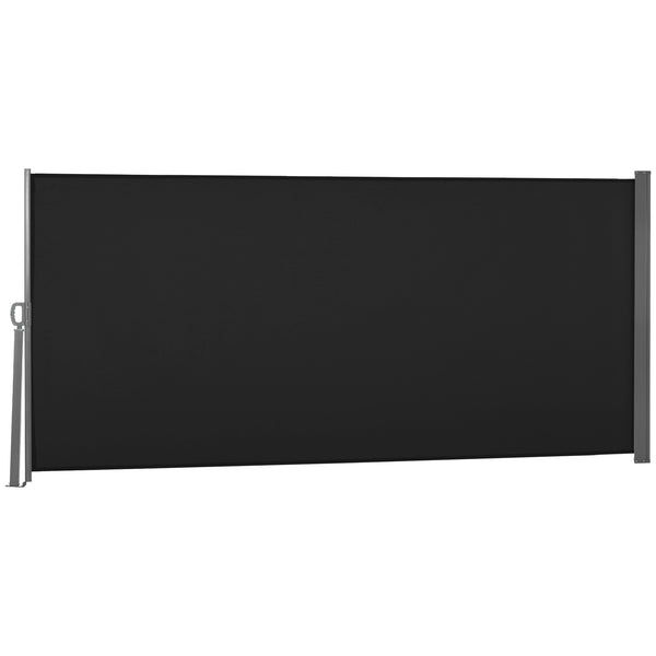 118" x 63" Retractable Side Awning Patio Outdoor Folding Privacy Screen with Resistance to UV Rays & Wind, Black