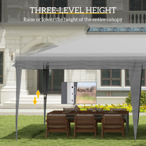 Pop Up Gazebo 3 x 6m, Foldable Canopy Tent, Height Adjustable Wedding Awning Canopy w/ Carrying Bag, Grey