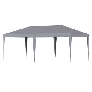 Pop Up Gazebo 3 x 6m, Foldable Canopy Tent, Height Adjustable Wedding Awning Canopy w/ Carrying Bag, Grey