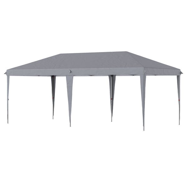 Pop Up Gazebo 3 x 6m, Foldable Canopy Tent, Height Adjustable Wedding Awning Canopy w/ Carrying Bag, Grey