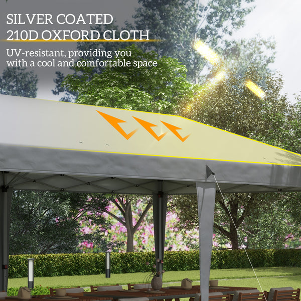 Pop Up Gazebo 3 x 6m, Foldable Canopy Tent, Height Adjustable Wedding Awning Canopy w/ Carrying Bag, Grey