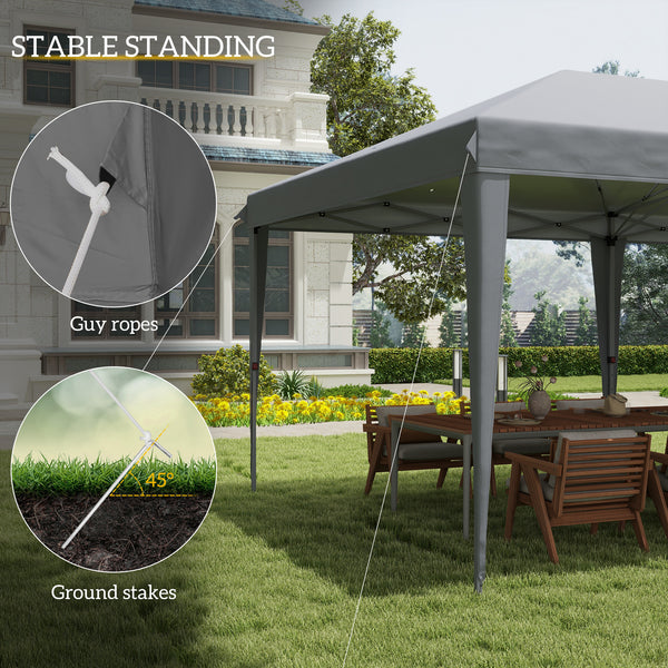 Pop Up Gazebo 3 x 6m, Foldable Canopy Tent, Height Adjustable Wedding Awning Canopy w/ Carrying Bag, Grey