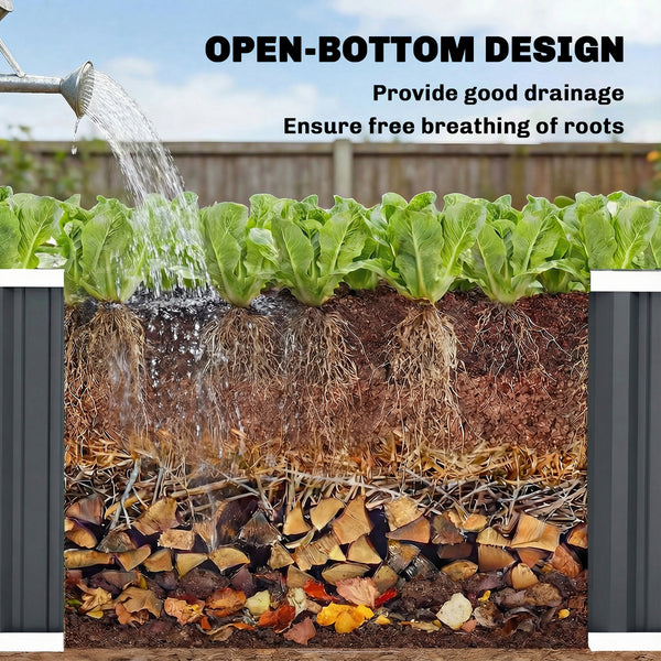 Galvanized Raised Garden Bed, 7' x 2' x 2' Deep Rot Planter Box with Gloves and Plant Labels, Metal Outdoor Garden Bed for Flowers, Herbs and Vegetables, Dark Grey