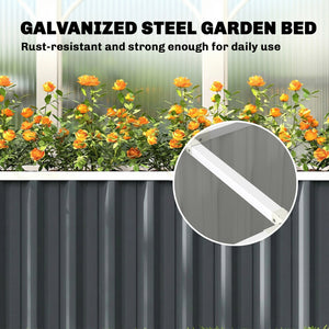 Galvanized Raised Garden Bed, 7' x 2' x 2' Deep Rot Planter Box with Gloves and Plant Labels, Metal Outdoor Garden Bed for Flowers, Herbs and Vegetables, Dark Grey