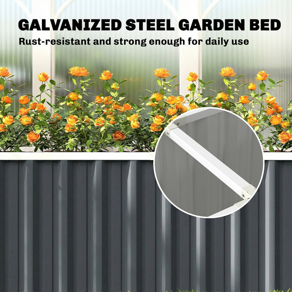 Galvanized Raised Garden Bed, 7' x 2' x 2' Deep Rot Planter Box with Gloves and Plant Labels, Metal Outdoor Garden Bed for Flowers, Herbs and Vegetables, Dark Grey