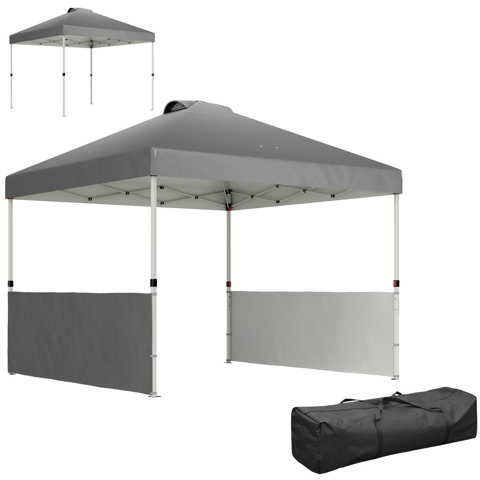10' x 10' Canopy Tent with UV50+ & Wheeled Bag, 2 Half Sidewalls, Dark Gray